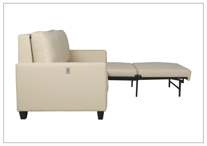 Gio Italia Nova Queen Leather Sleeper Sofa With Wood and Chrome Legs