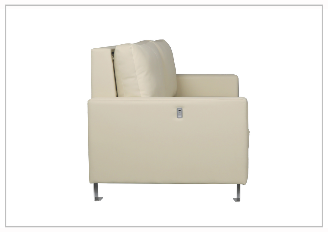 Gio Italia Nova Queen Fabric Sleeper Sofa With Wood and Chrome Legs