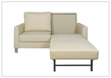 Nova Queen Leather Sleeper Sofa With Wood and Chrome Legs