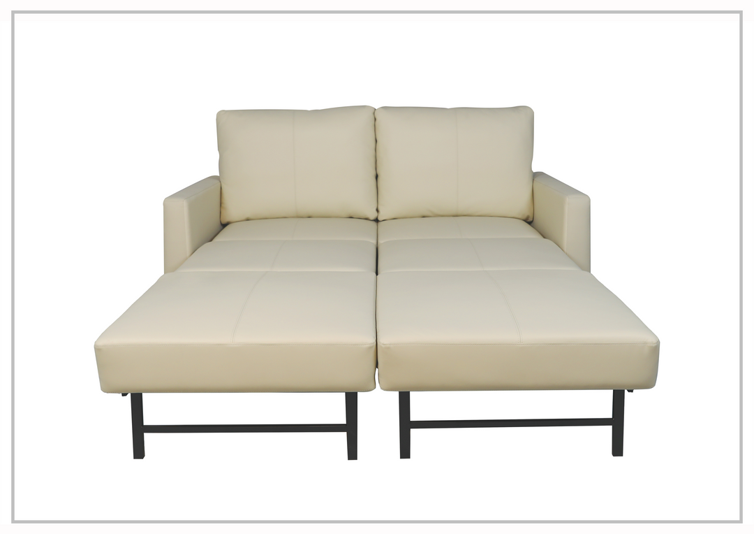 Nova Queen Leather Sleeper Sofa With Wood and Chrome Legs