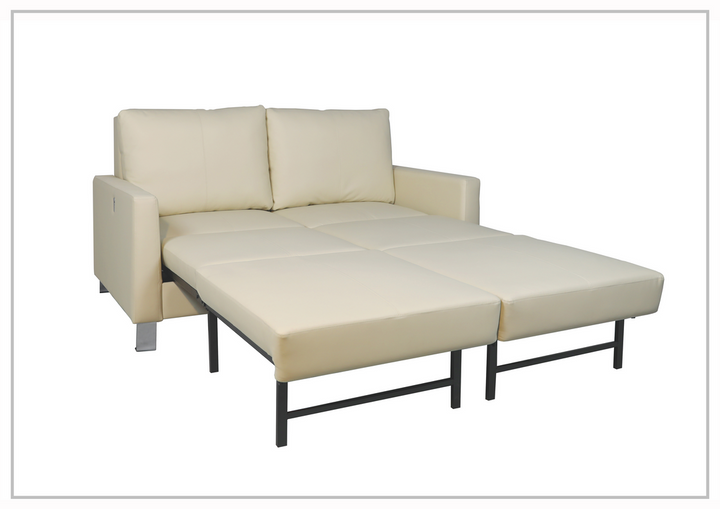 Gio Italia Nova Queen Fabric Sleeper Sofa With Wood and Chrome Legs