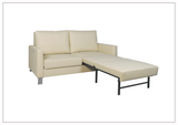 Nova Queen Leather Sleeper Sofa With Wood and Chrome Legs