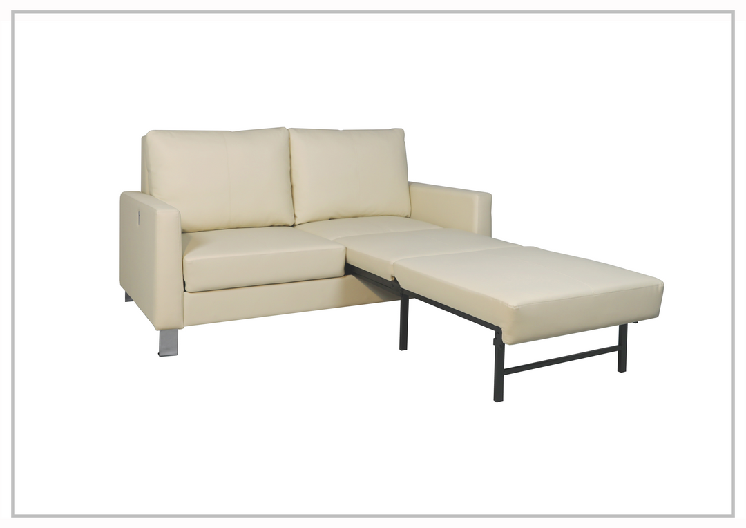 Gio Italia Nova Queen Leather Sleeper Sofa With Wood and Chrome Legs