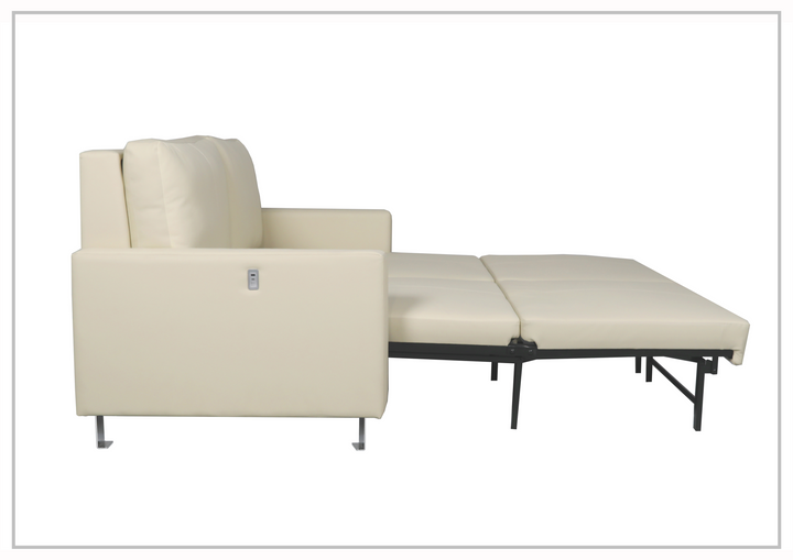 Nova Queen Leather Sleeper Sofa With Wood and Chrome Legs