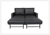 Nova Queen Leather Sleeper Sofa With Wood and Chrome Legs