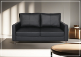 Nova Queen Leather Sleeper Sofa With Wood and Chrome Legs