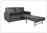 Nova Queen Leather Sleeper Sofa With Wood and Chrome Legs