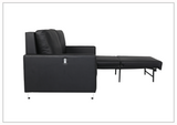 Nova Queen Leather Sleeper Sofa With Wood and Chrome Legs