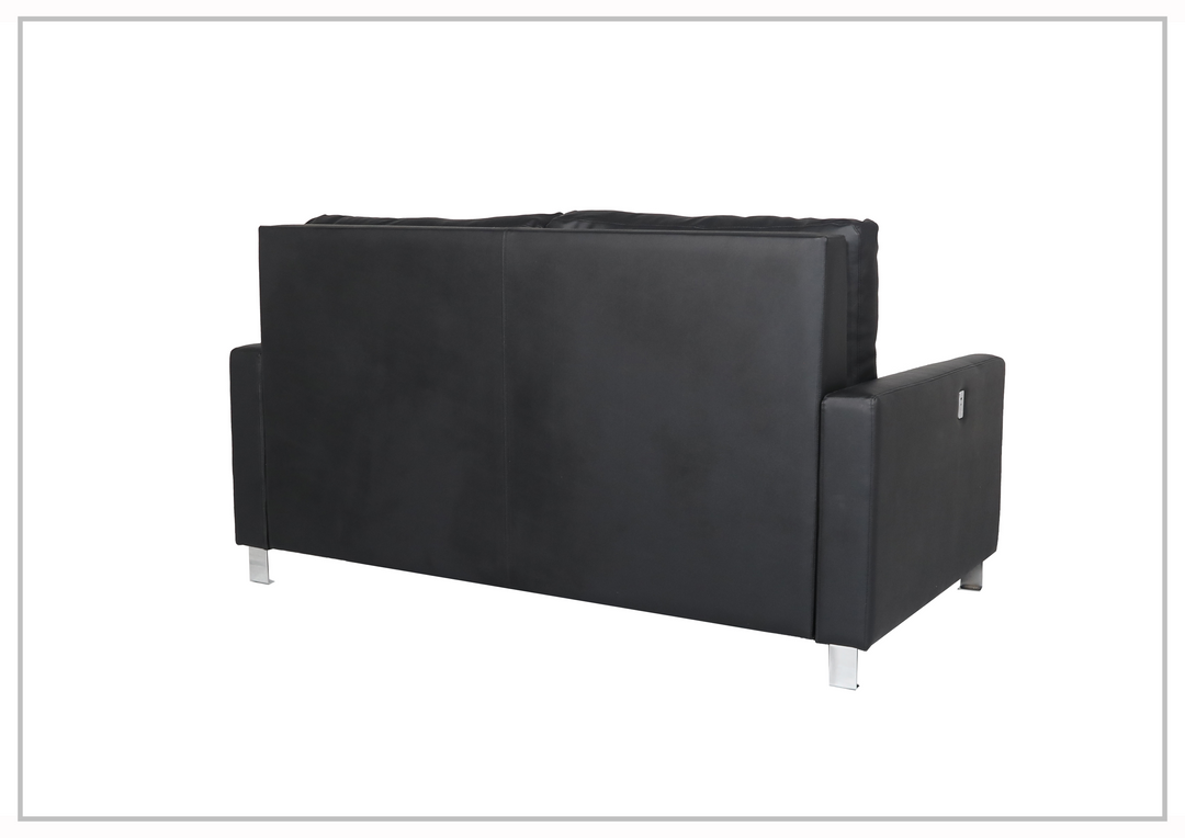 Gio Italia Nova Queen Leather Sleeper Sofa With Wood and Chrome Legs