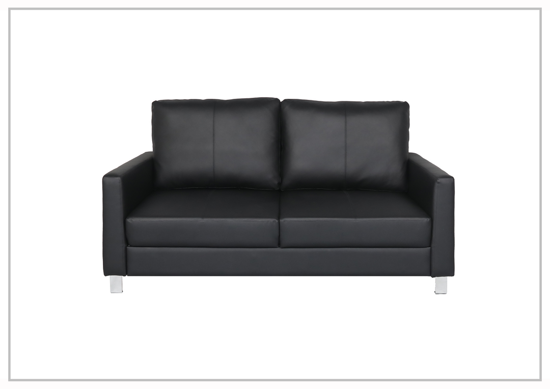 Nova Queen Leather Sleeper Sofa With Wood and Chrome Legs