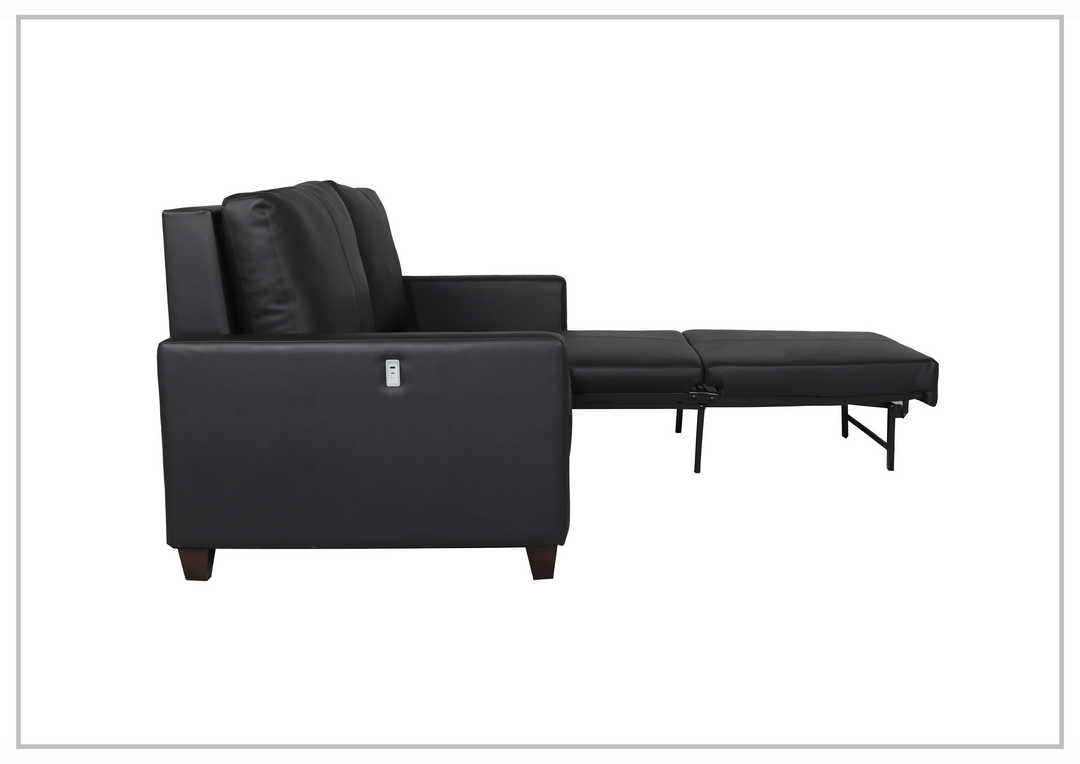 Gio Italia Nova Queen Leather Sleeper Sofa With Wood and Chrome Legs