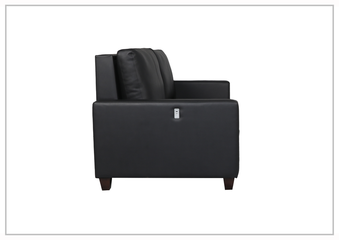 Gio Italia Nova Queen Leather Sleeper Sofa With Wood and Chrome Legs