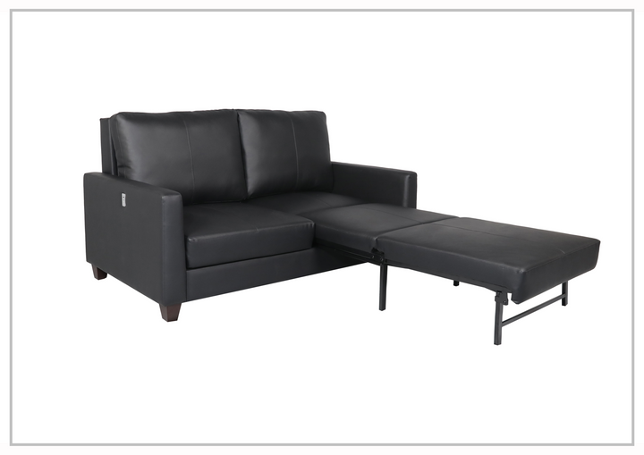 Gio Italia Nova Queen Leather Sleeper Sofa With Wood and Chrome Legs