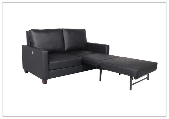 Nova Queen Leather Sleeper Sofa With Wood and Chrome Legs