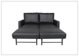 Nova Queen Leather Sleeper Sofa With Wood and Chrome Legs