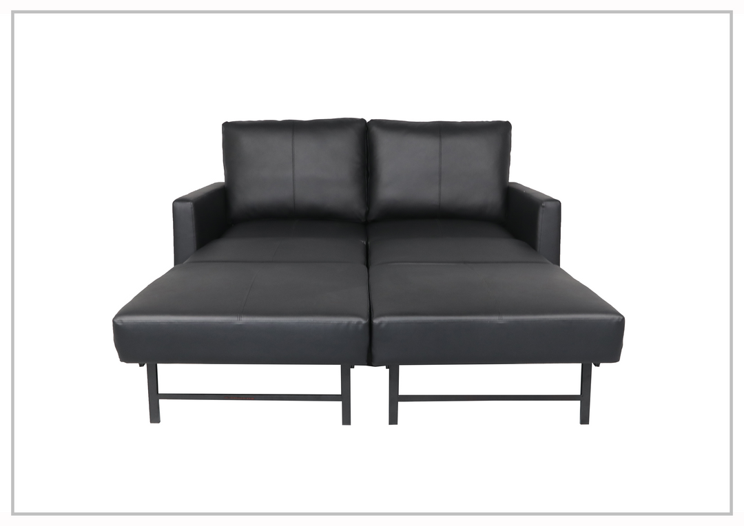 Gio Italia Nova Queen Leather Sleeper Sofa With Wood and Chrome Legs