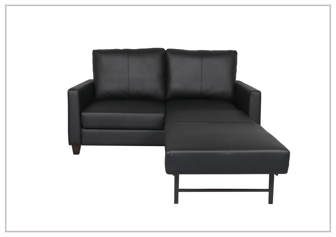 Gio Italia Nova Queen Leather Sleeper Sofa With Wood and Chrome Legs