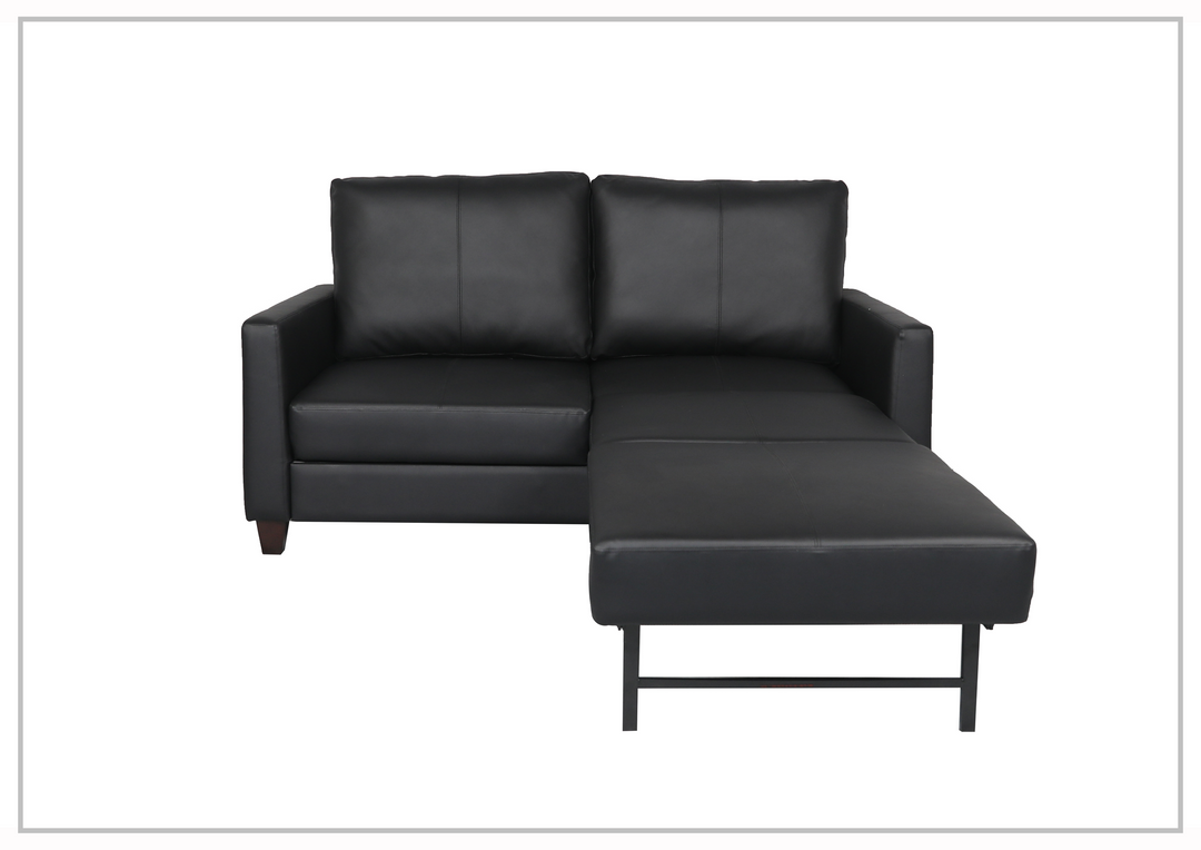 Nova Queen Leather Sleeper Sofa With Wood and Chrome Legs