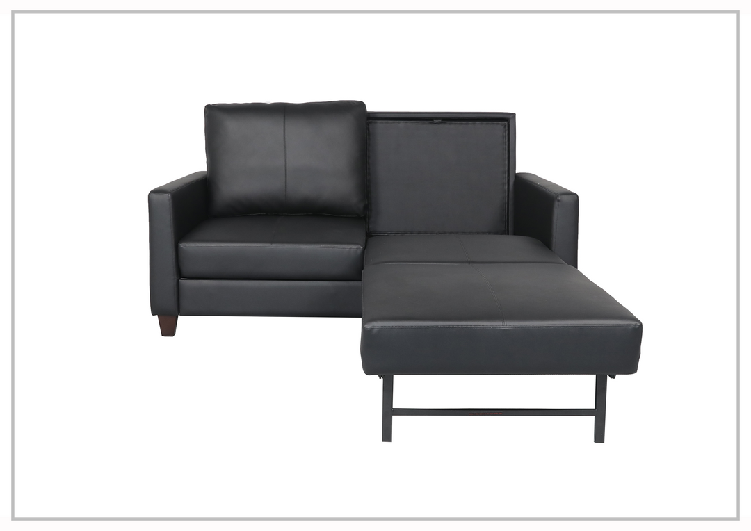 Gio Italia Nova Queen Leather Sleeper Sofa With Wood and Chrome Legs