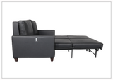 Nova Queen Leather Sleeper Sofa With Wood and Chrome Legs