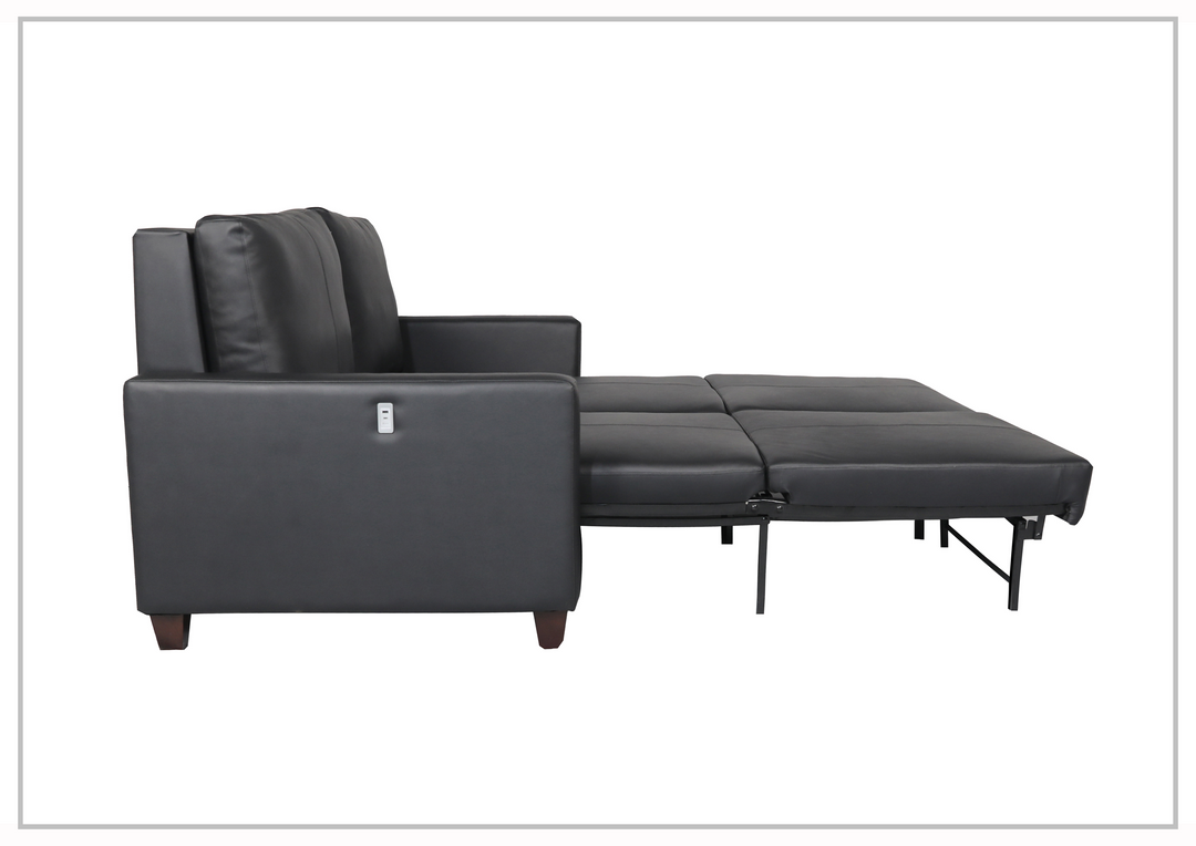 Gio Italia Nova Queen Leather Sleeper Sofa With Wood and Chrome Legs