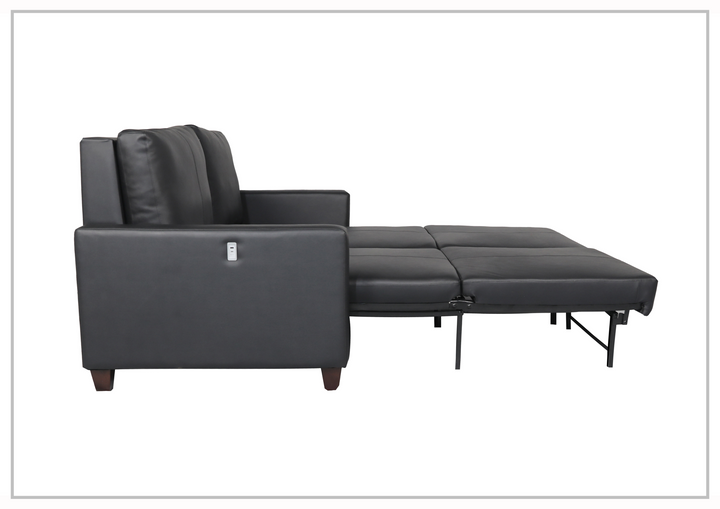 Gio Italia Nova Queen Leather Sleeper Sofa With Wood and Chrome Legs