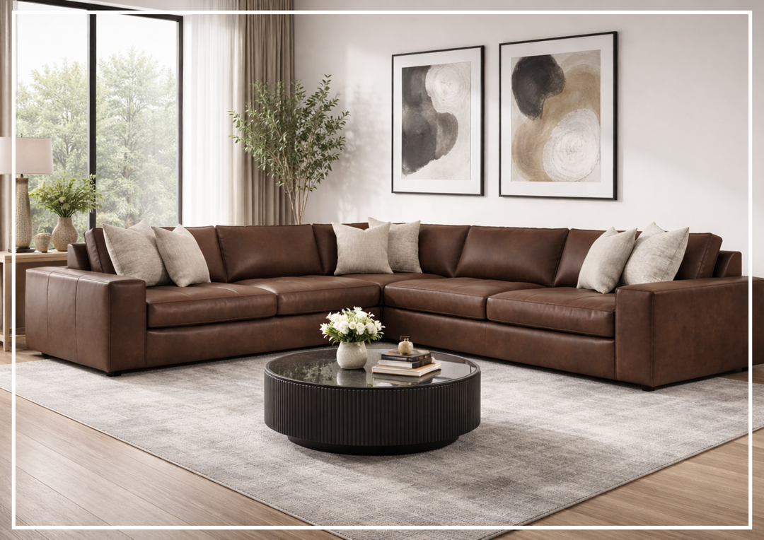 Bernhardt Nest Leather Sectional Sofa L-Shape Throw Pillow