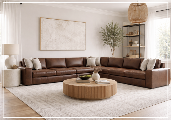 Bernhardt Nest Leather Sectional Sofa L-Shape Throw Pillow - SOFABED