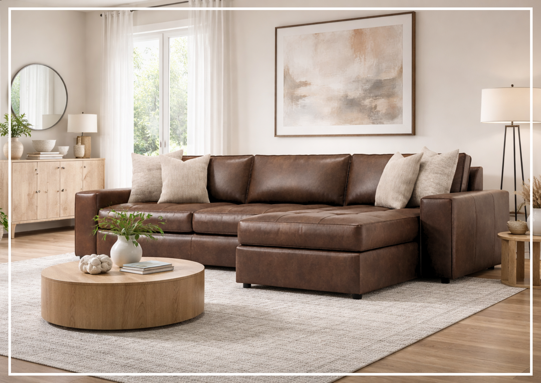 Bernhardt Nest Leather 2-Piece Sectional With Chaise Sofa - SOFABED