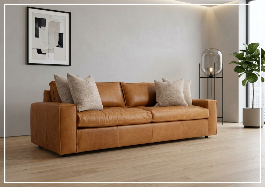 Bernhardt Nest Leather Sofa with Modern Styling