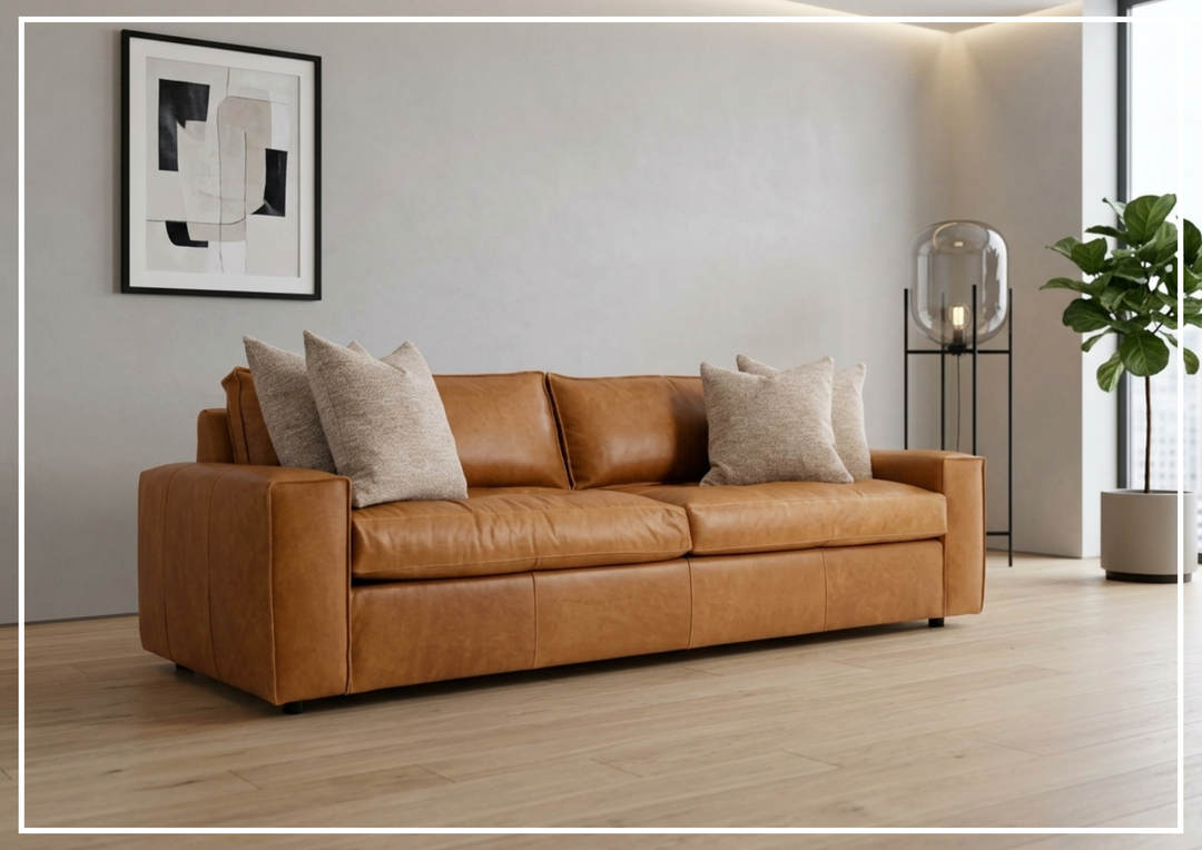 Bernhardt Nest Leather Sofa with Modern Styling