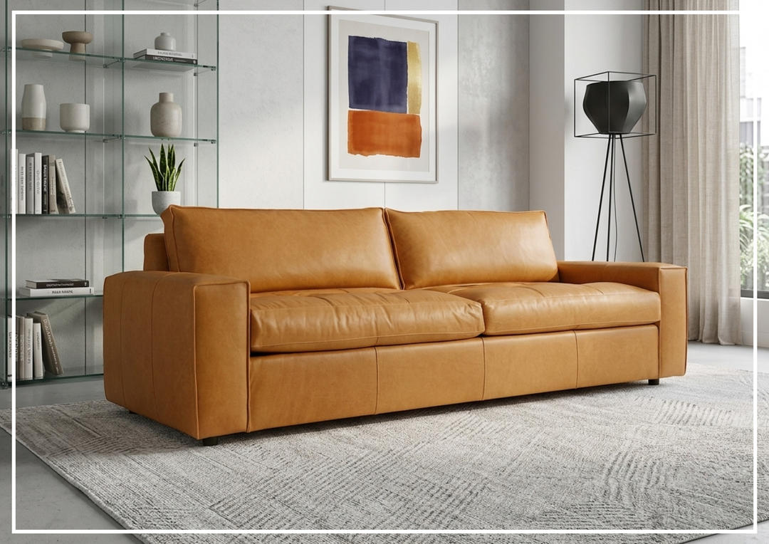 Bernhardt Nest Leather Sofa with Modern Styling