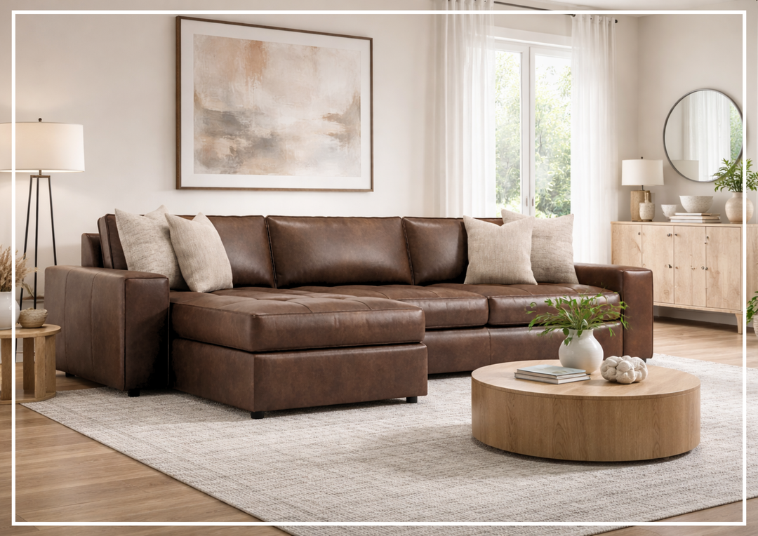 Bernhardt Nest Leather 2-Piece Sectional With Chaise Sofa - SOFABED