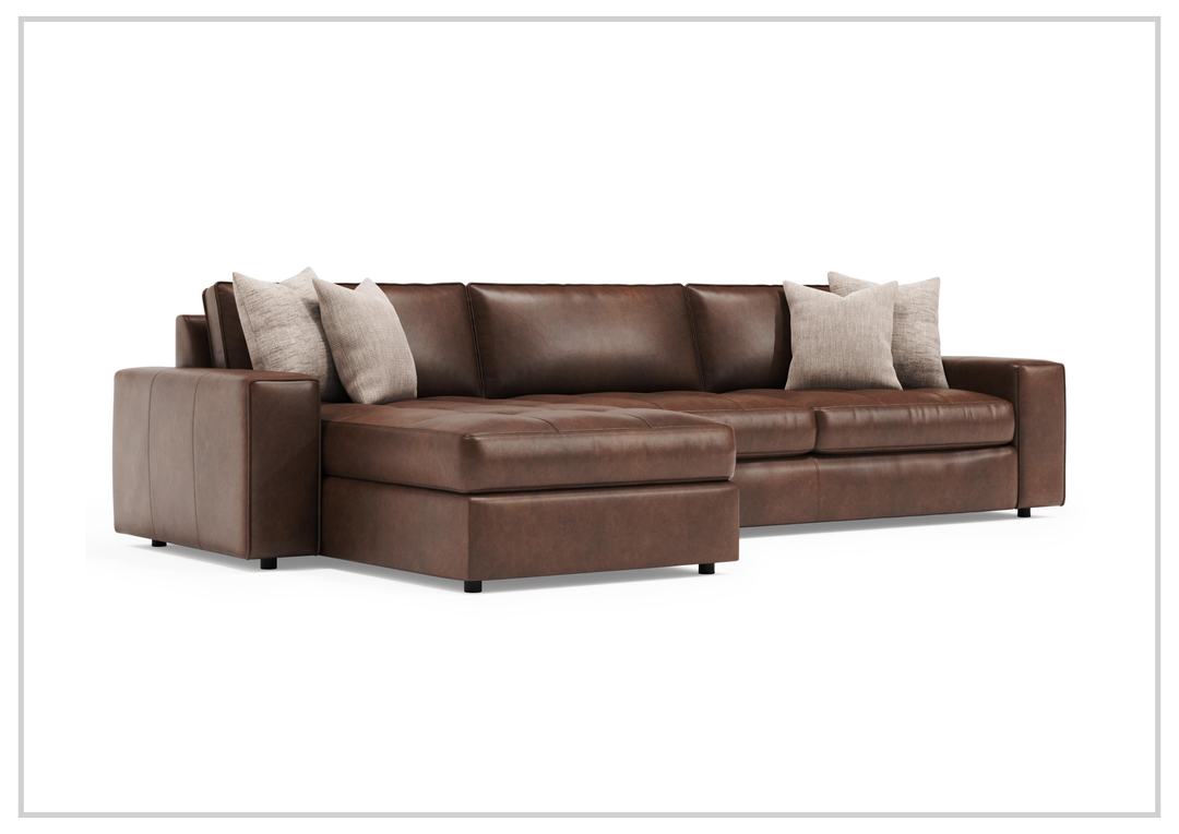 Bernhardt Nest Leather 2-Piece Sectional With Chaise Sofa - SOFABED