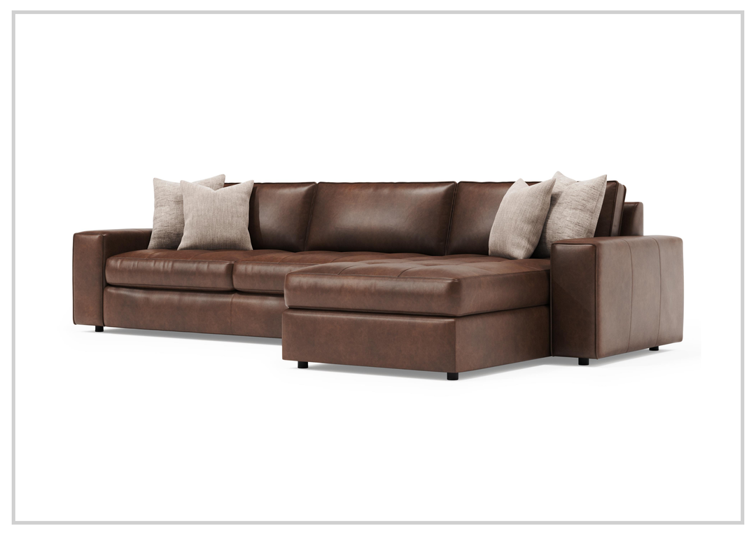 Bernhardt Nest Leather 2-Piece Sectional With Chaise Sofa - SOFABED