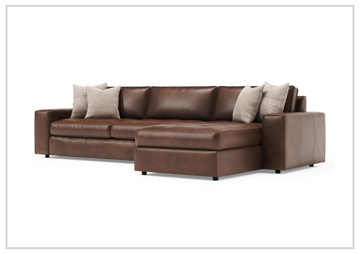 Bernhardt Nest Leather 2-Piece Sectional With Chaise Sofa - SOFABED