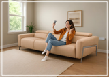 Prestigio 3-Seater Top Grain Stone Wash Leather Reclining Sofa Opened