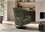 Fjords Oskar Leather Power Recliner Chair with Swivel Glider Base-Sofa Bed