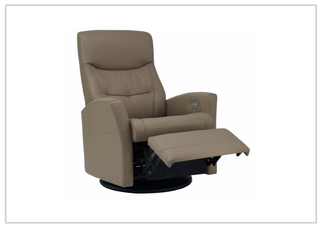 Fjords Oslo Leather Manual Recliner Glider Chair with Swivel Base-Sofabed