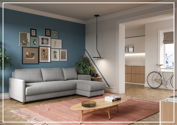 Luonto Pint 3-Seater L-Shaped Fabric Sectional Sleeper Sofa-SOFABED