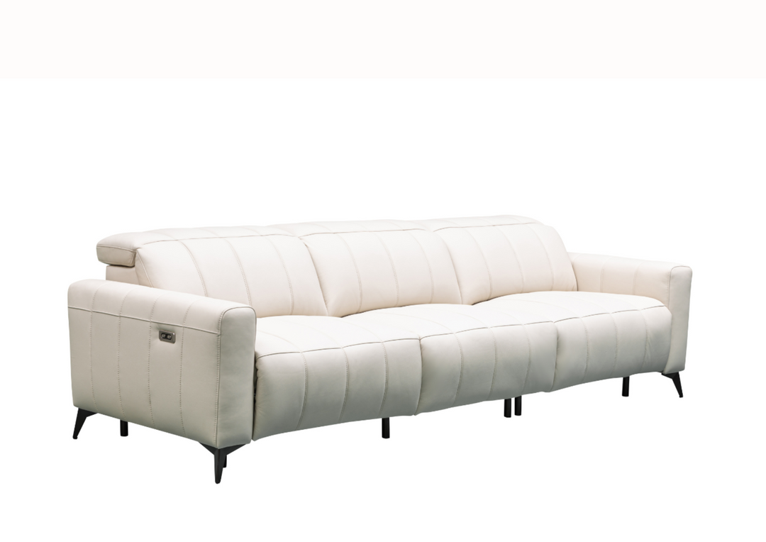 Klaussner Capri 3-seater Beige Leather Power Reclining Sofa