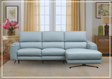 Klaussner Milano Blue Leather L-Shape Power Reclining Sectional Sofa