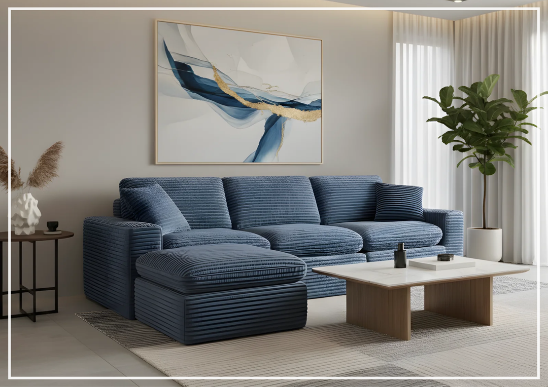 Klaussner Pacira Fabric 3-Seater Sofa With Matching Ottoman - SOFABED