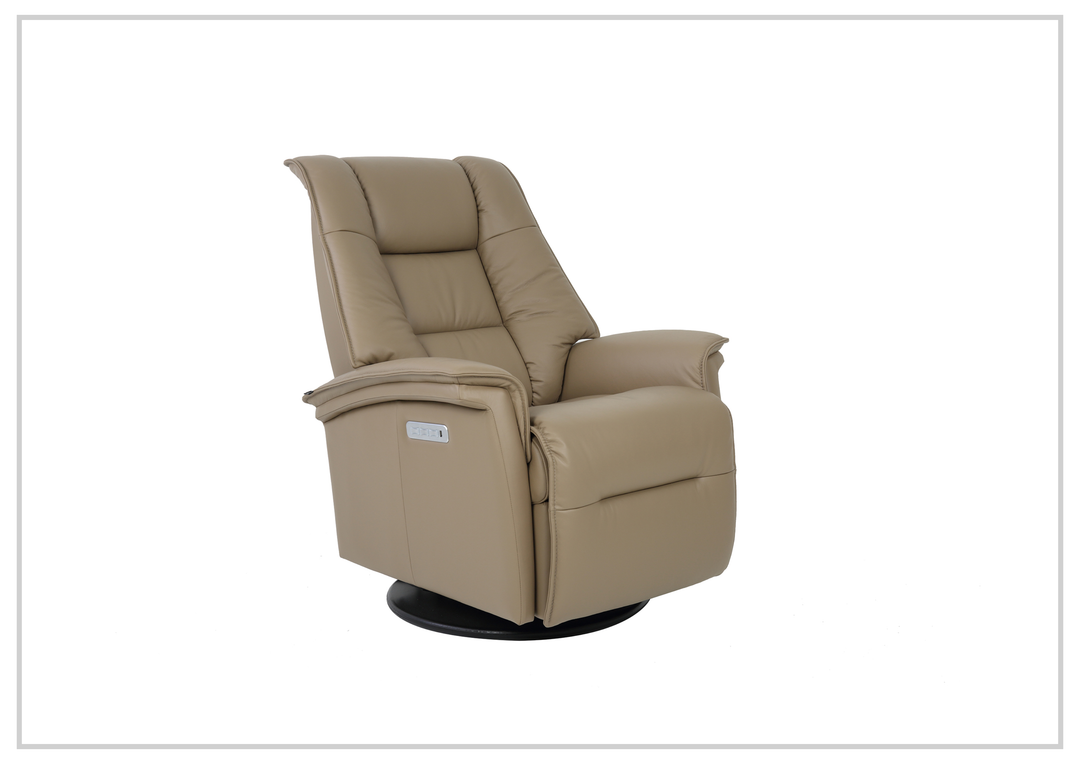Fjords Paris Leather Power Swivel Recliner Chair with Rocking Motion-Sofabed