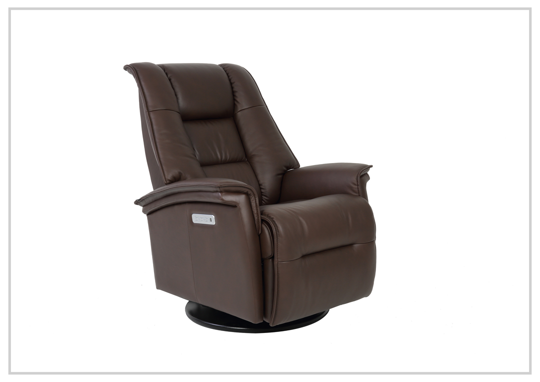 Fjords Paris Leather Power Swivel Recliner Chair with Rocking Motion-Sofabed