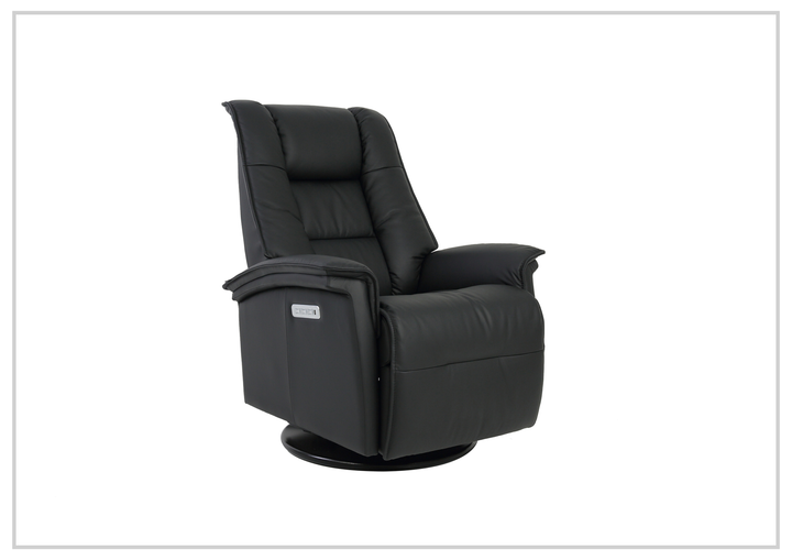 Fjords Paris Leather Power Swivel Recliner Chair with Rocking Motion-Sofabed