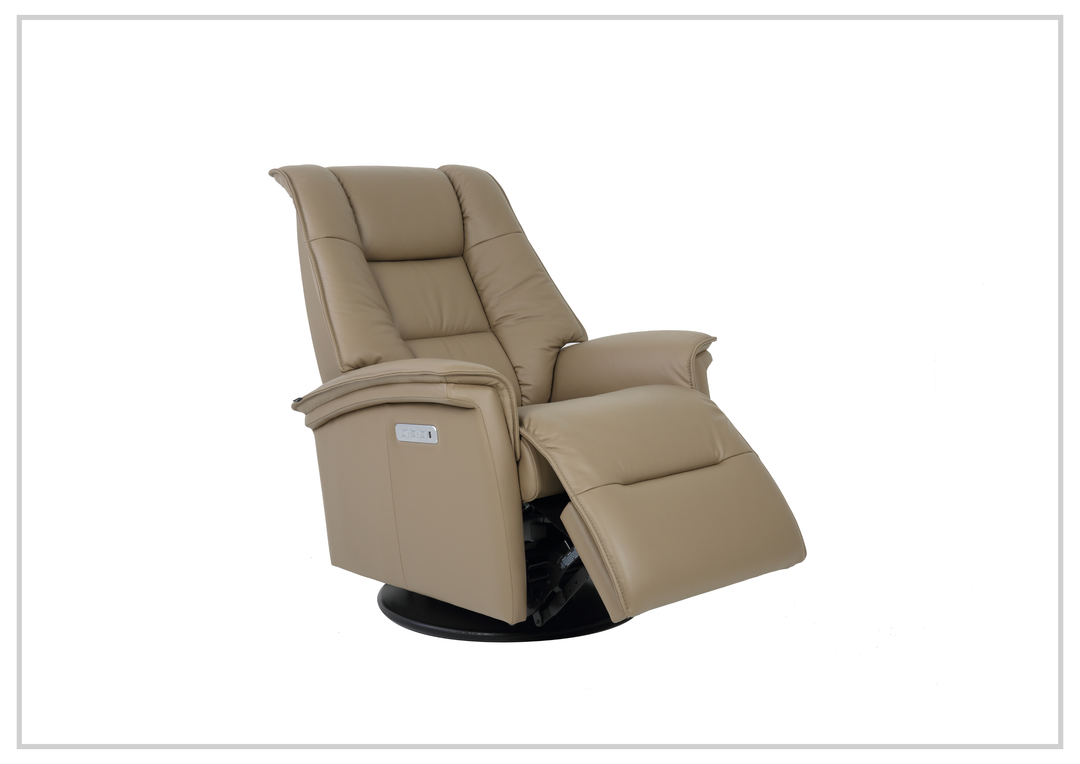 Fjords Paris Leather Power Swivel Recliner Chair with Rocking Motion-Sofabed