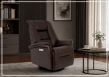 Fjords Paris Leather Power Swivel Recliner Chair with Rocking Motion-Sofabed