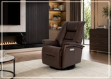 Fjords Paris Leather Power Swivel Recliner Chair with Rocking Motion-Sofabed