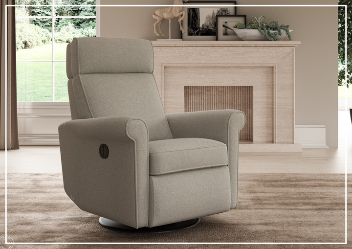 Luonto Rolled Fabric Power Recliner Chair with Adjustable Headrest-SOFABED